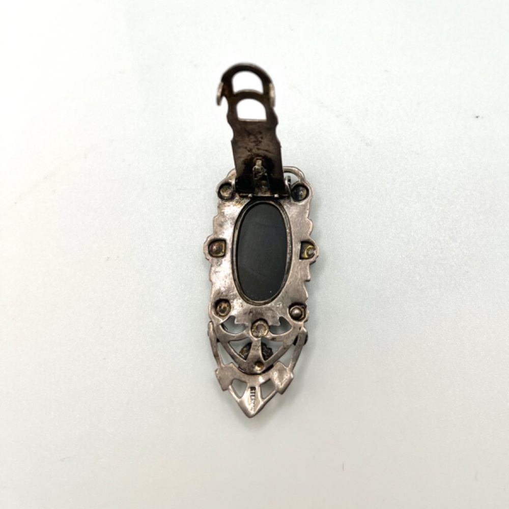 Vintage Antique Sterling Onyx Marcasite Dress Clip Art Deco - Picture 10 of 12